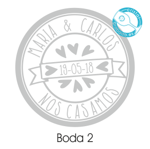 Sello boda dibujo circular corazones